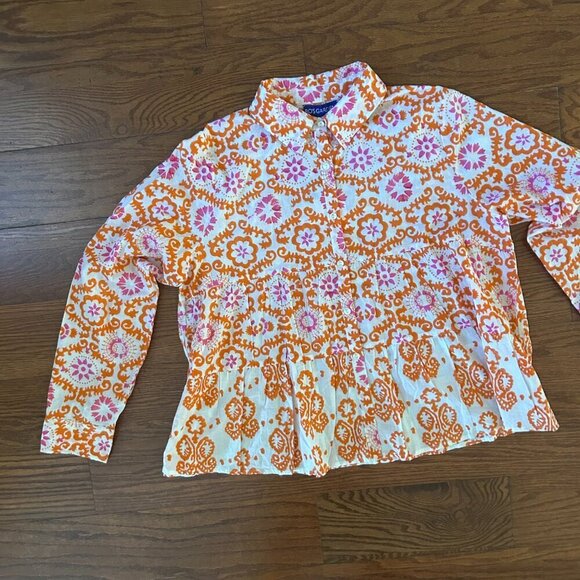 NWT Ro's Garden Vanessa Pintuck Boho Floral Casual Button Up Shirt Size Large - Picture 2 of 11